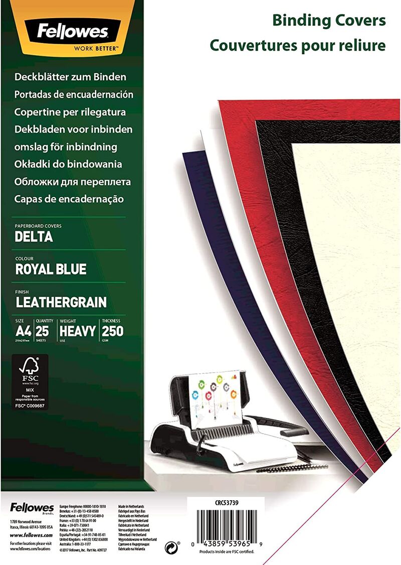 pack 25 portadas delta cuero azul a4 250gr - 
