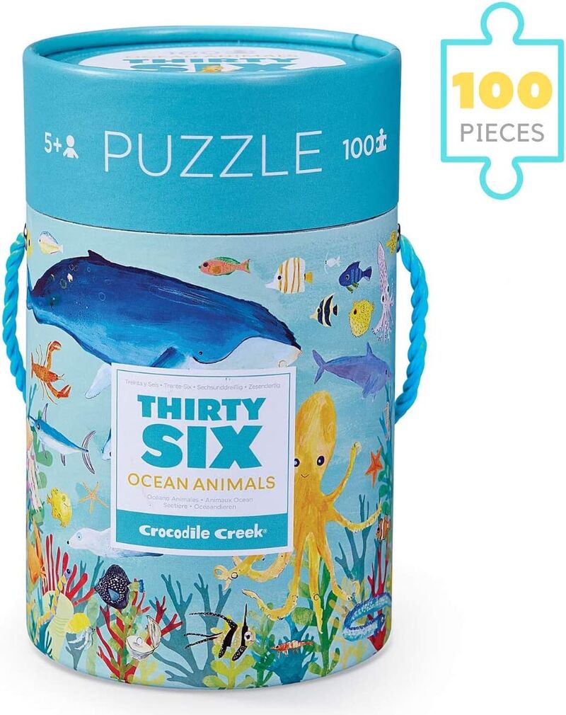 puzzle canister 100pc 36 ocean animals r: 3840543