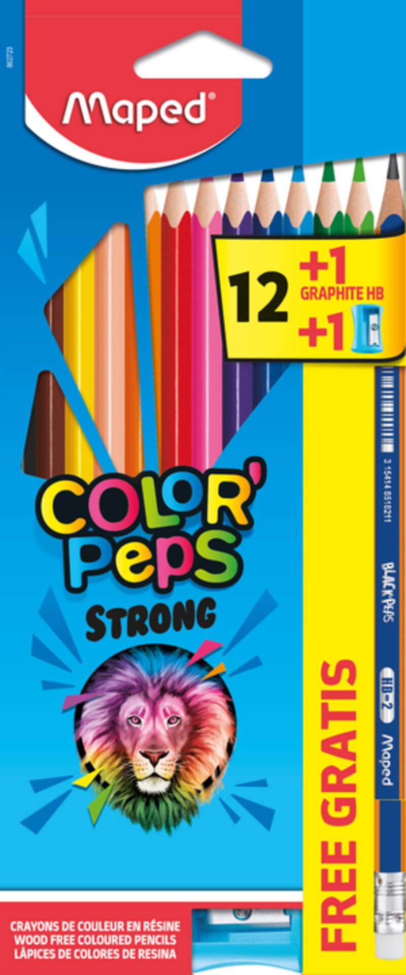 c / 12 lapices colores color peps strong + lapiz + sacapuntas