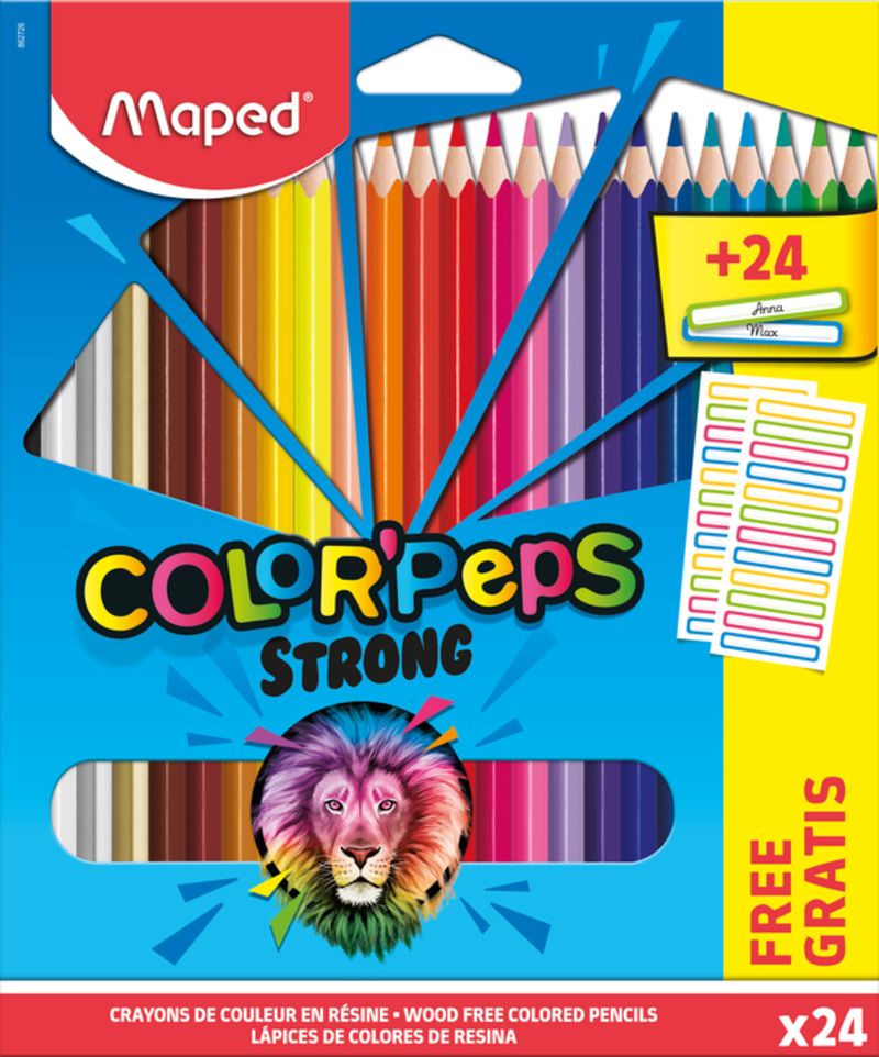 c / 24 lapices colores color peps strong + 24 etiquetas - 