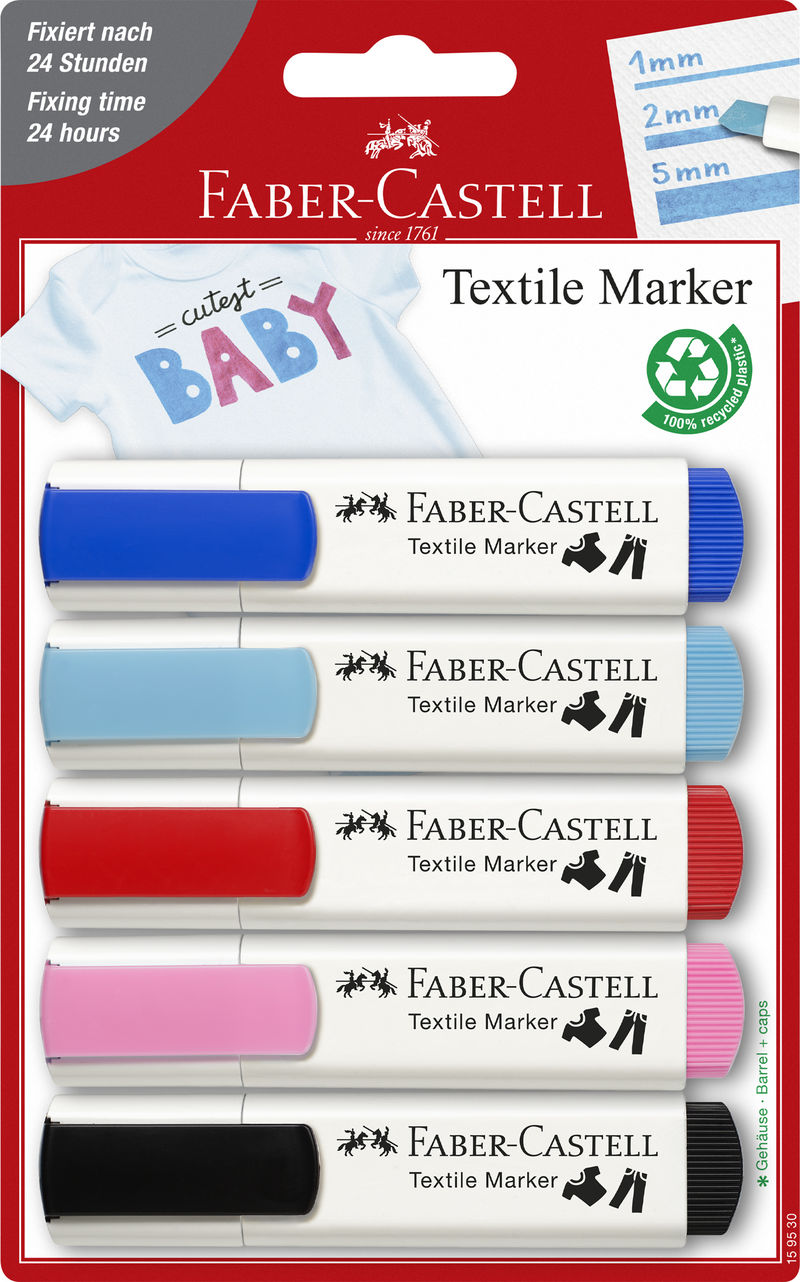 blister con 5 marcadores textiles. colores baby-party