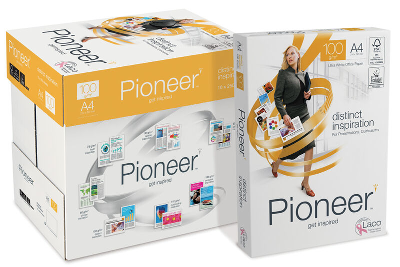 c / 10 paquete 250h papel a4 100gr pioneer