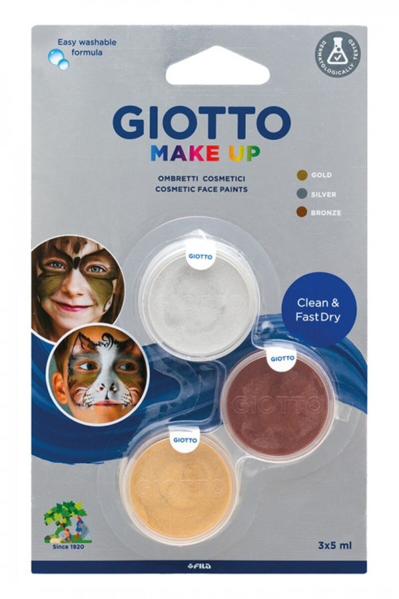 BLISTER 3 UDS. X 5 ML GIOTTO MAKE UP PINTURA FACIAL COSMETICA METALLIC COLOURS F475500