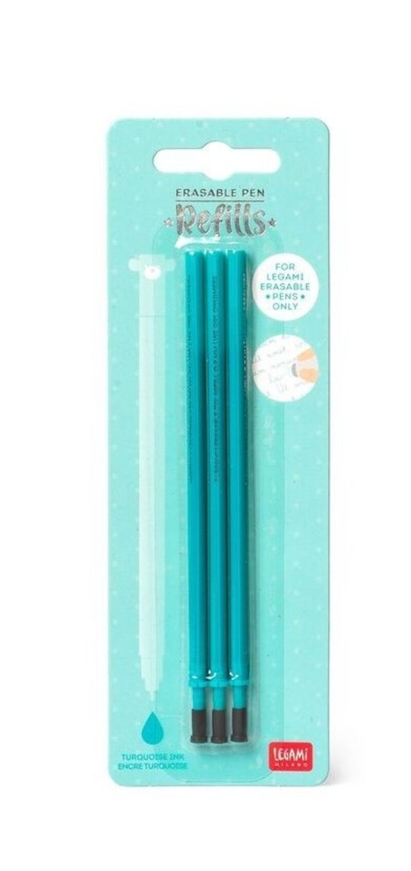 pack / 3 refill erasable pen turquoise