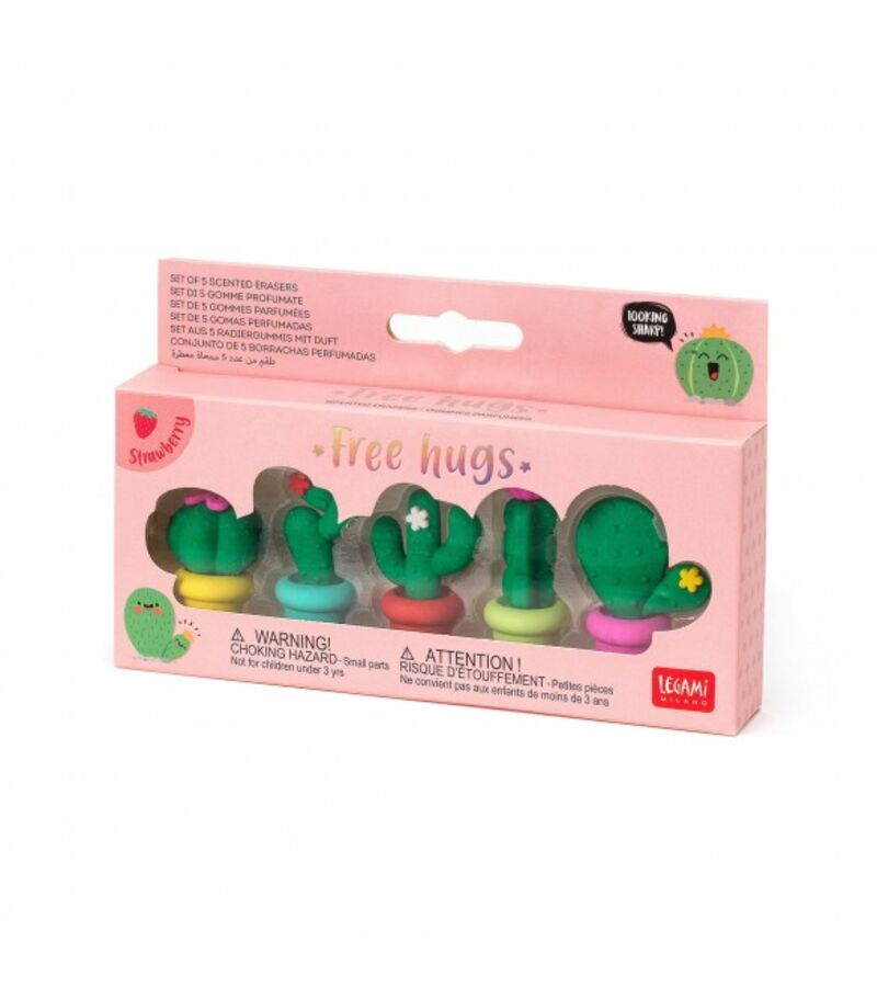 SET OF 5 SCENTED ERASERS - FREE HUGS