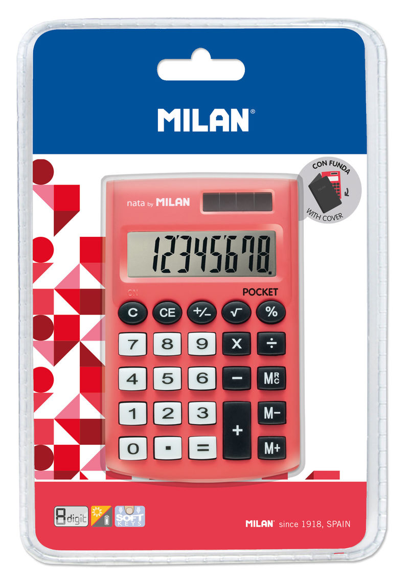 calculadora milan pocket roja 8 digitos r: 150908