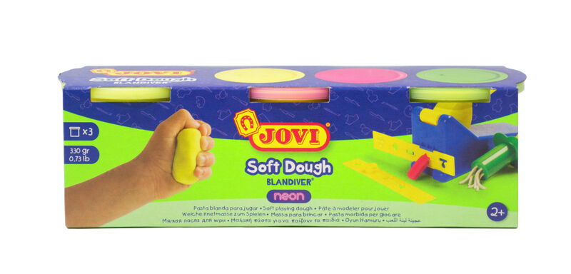jovi * soft dough pack 3 botes 110g colores fluor