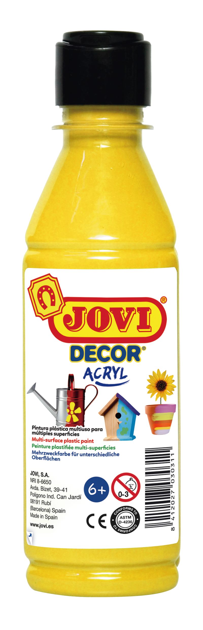 jovidecor * botella acrilica 250ml amarillo - 