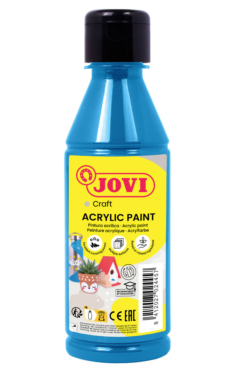 jovidecor * botella acrilica 250ml azul cyan