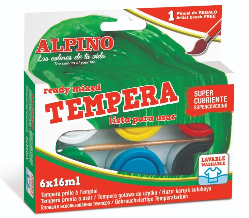 C / 6 TEMPERAS ALPINO 16 ML BANDEJA + PINCEL