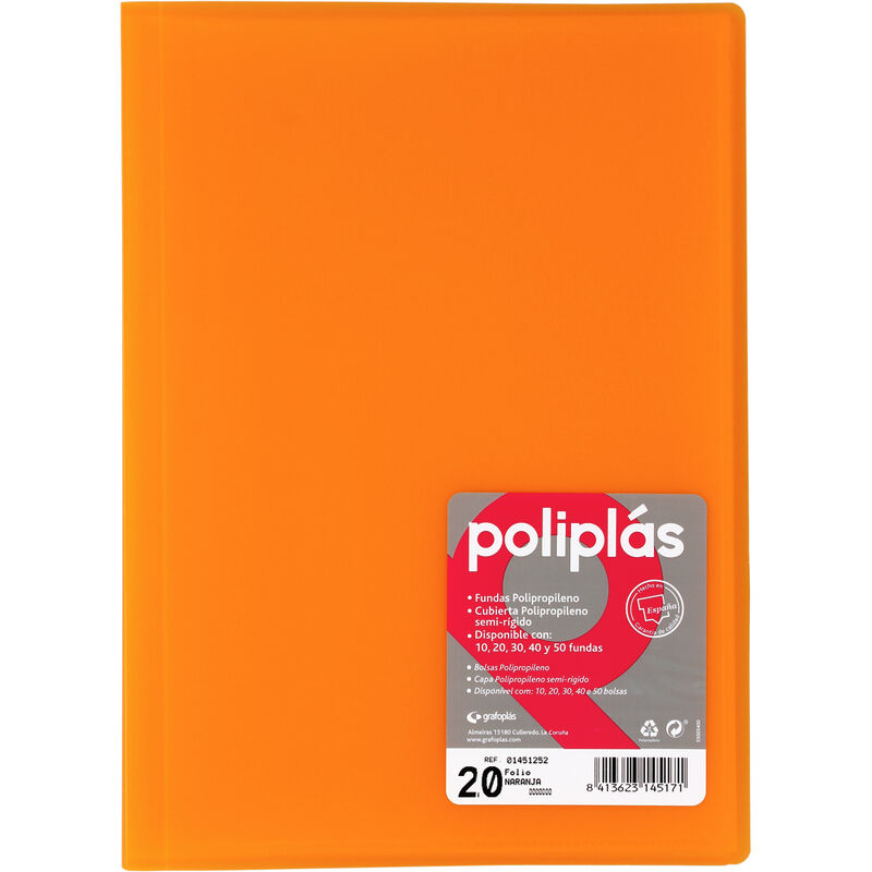 poliplas 20 fundas a4 translucido naranja r: 01321252