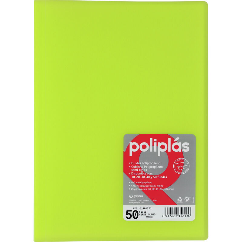 poliplas 50 fundas a4 translucido verde r: 01351221 - 