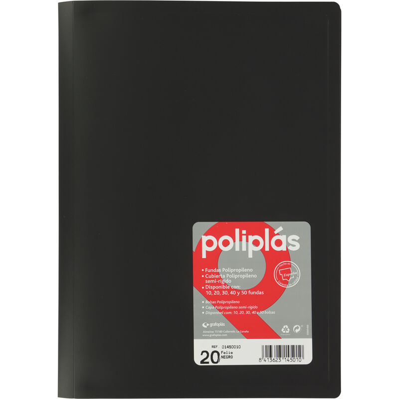 poliplas 20 fundas folio opaco negro r: 01450010 - 