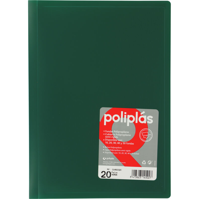 poliplas 20 fundas folio opaco verde r: 01450020 - 
