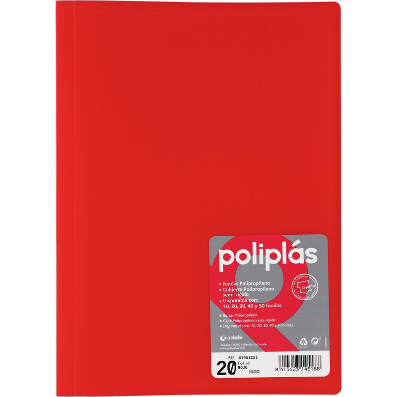poliplas 20 fundas folio transl. rojo