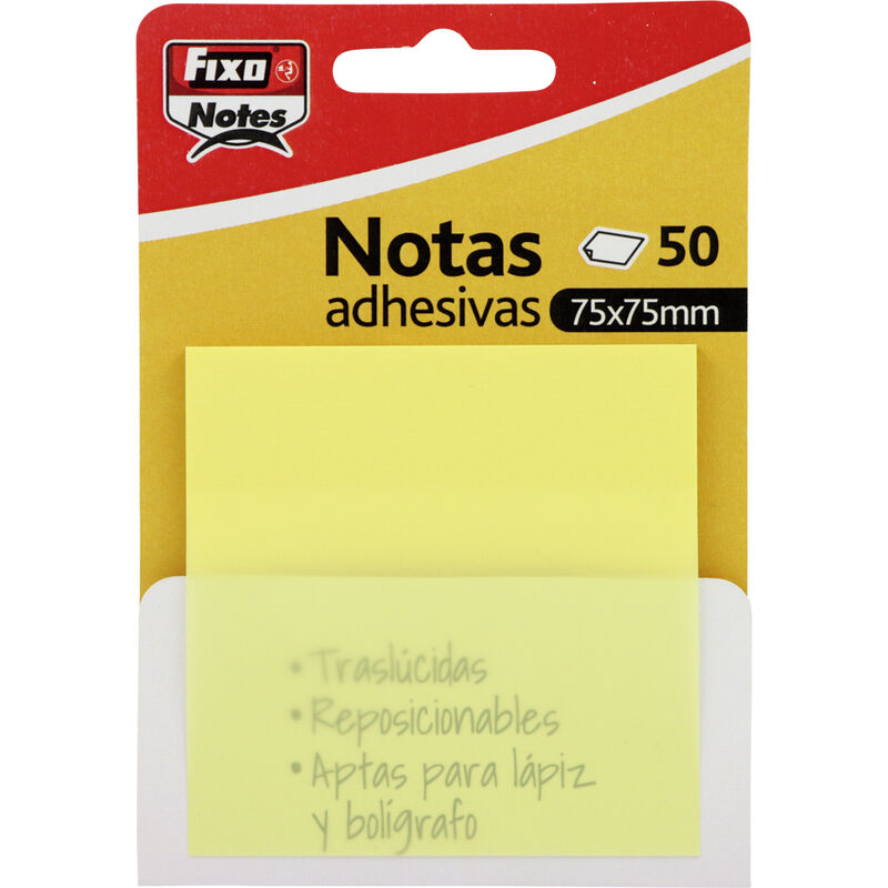 PACK 50 NOTAS ADH. 75X75MM AMARILL PAST