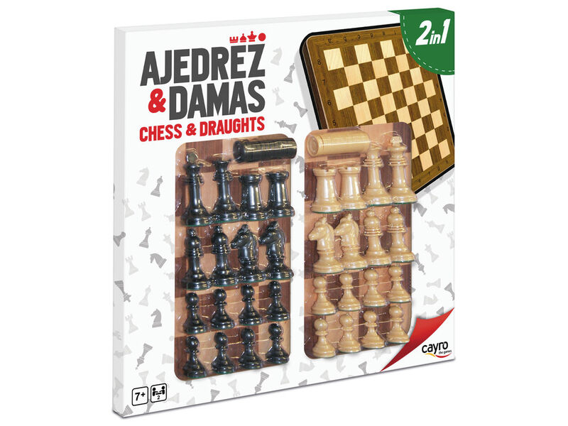 tablero ajedrez - damas madera con acc. 40x40 cm - 