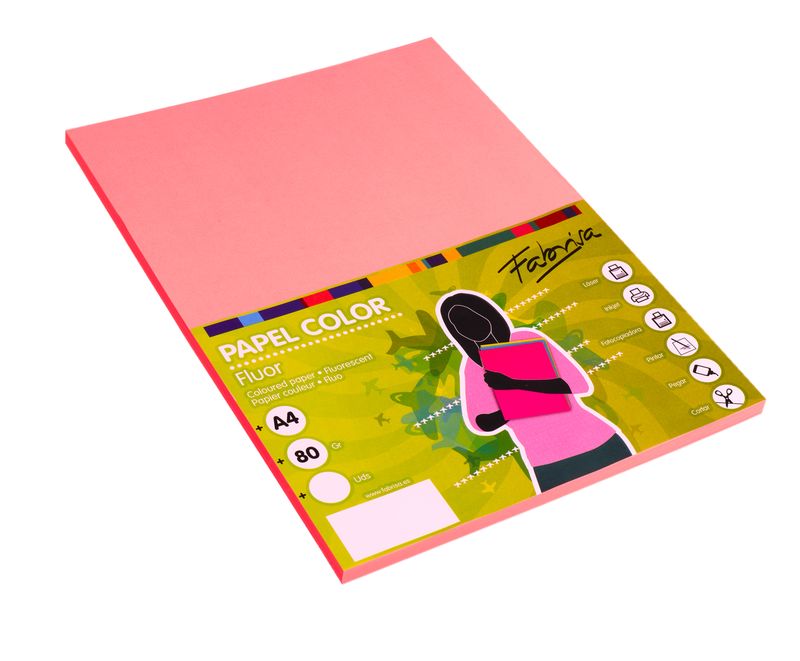 paq / 100 papel 80g a4 rosa fluor