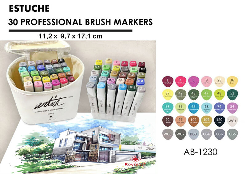 CANVAS LUXE PROFESSIONAL BRUSH MARKER 30 COLORES