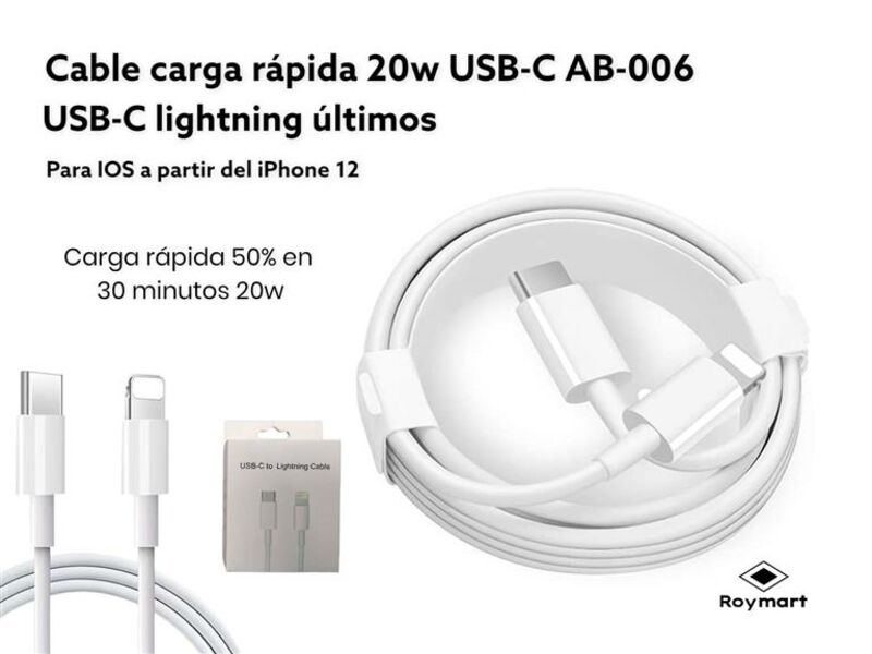 CABLE DE CARGA RAPIDA 20W USB-C IOS NUEVA GENERAC.