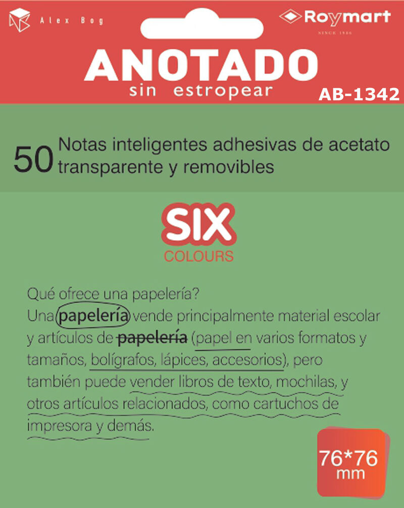 PAQ / 50 NOTAS ACETATO 76x76 VERDE