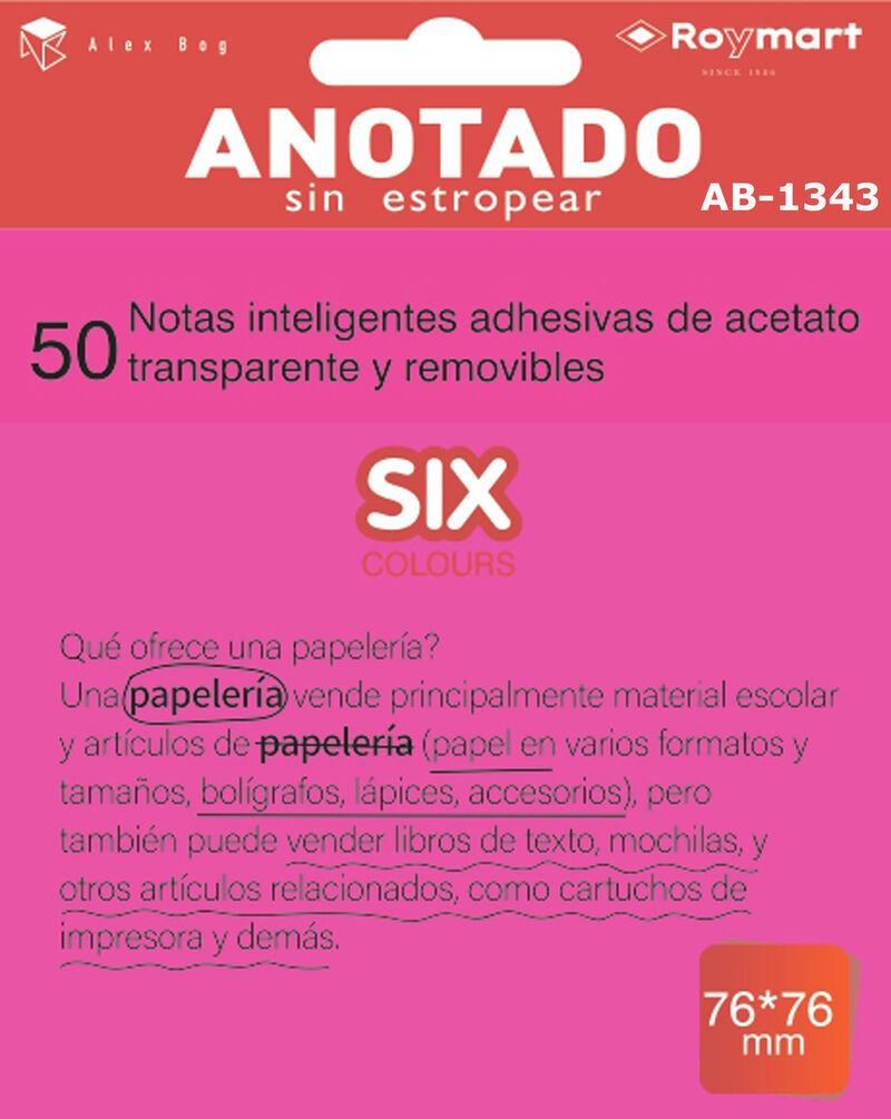 PAQ / 50 NOTAS ACETATO 76x76 ROSA