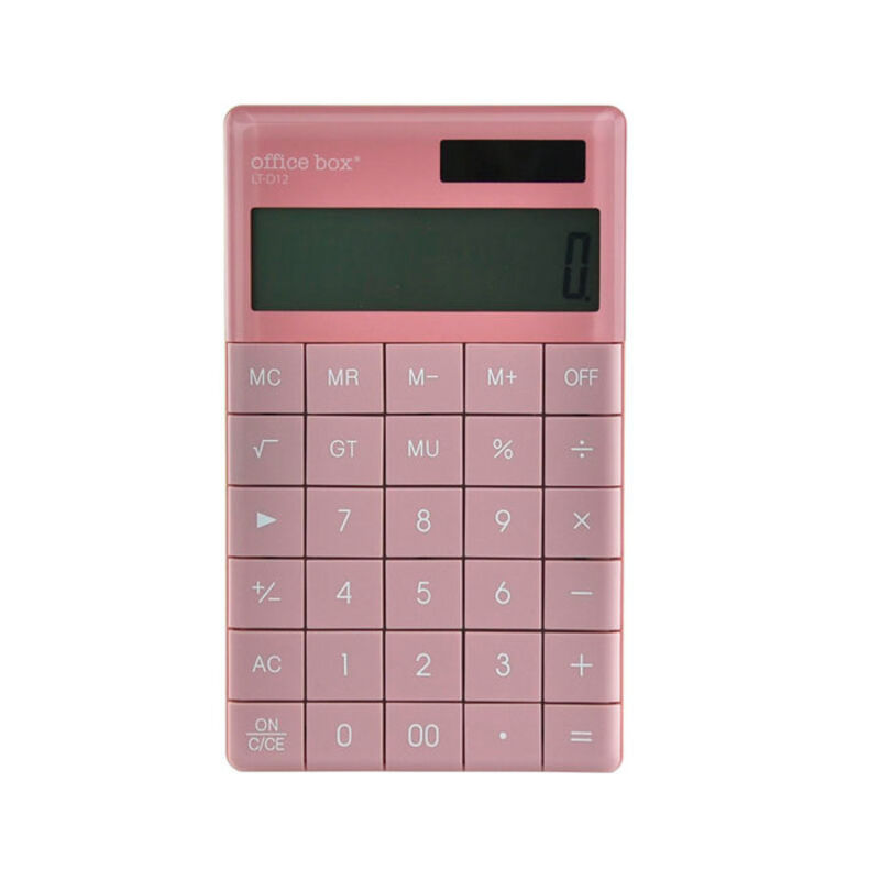 calculadora solar 12 digitos office box rosa
