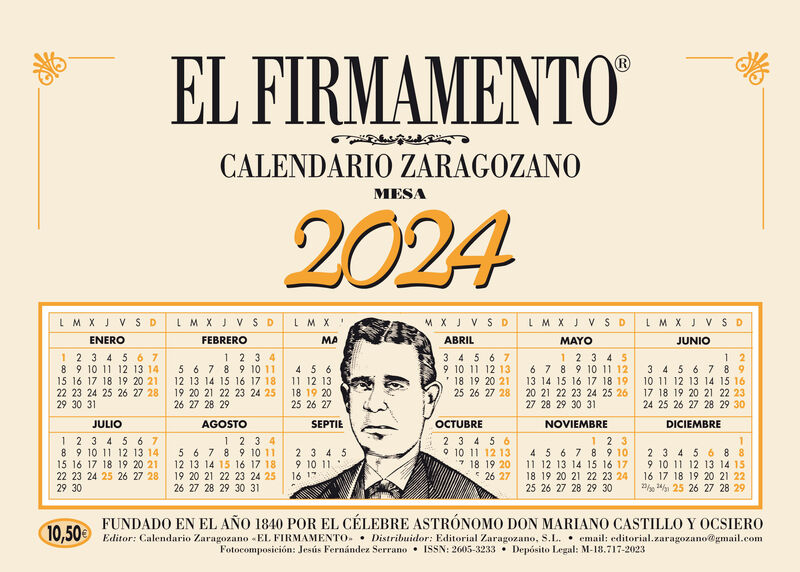 2024 - calendario zaragozano mesa - el firmamento