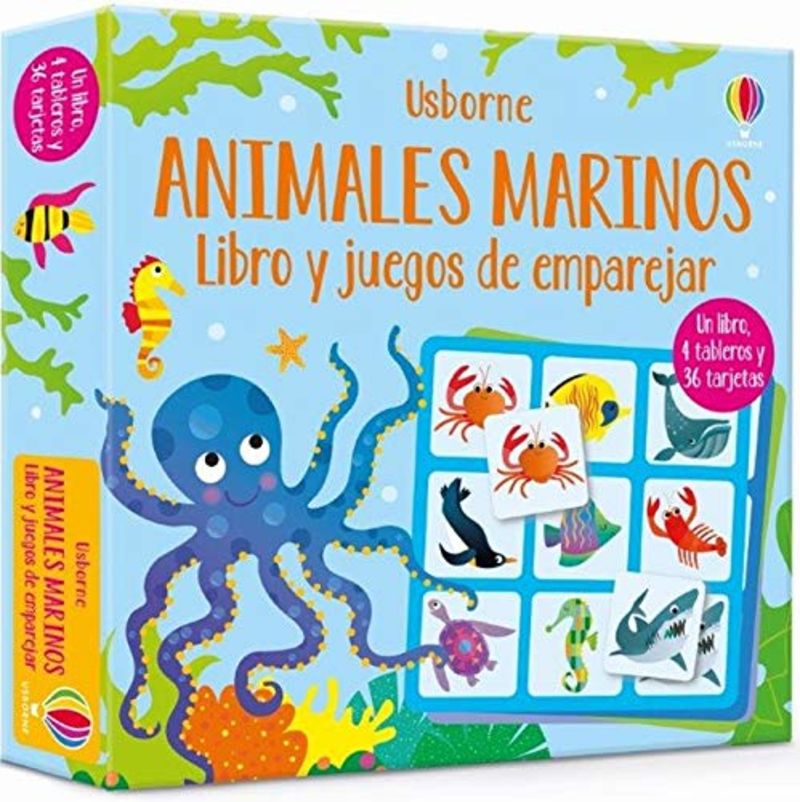 animales marinos - libro y juegos de emparejar