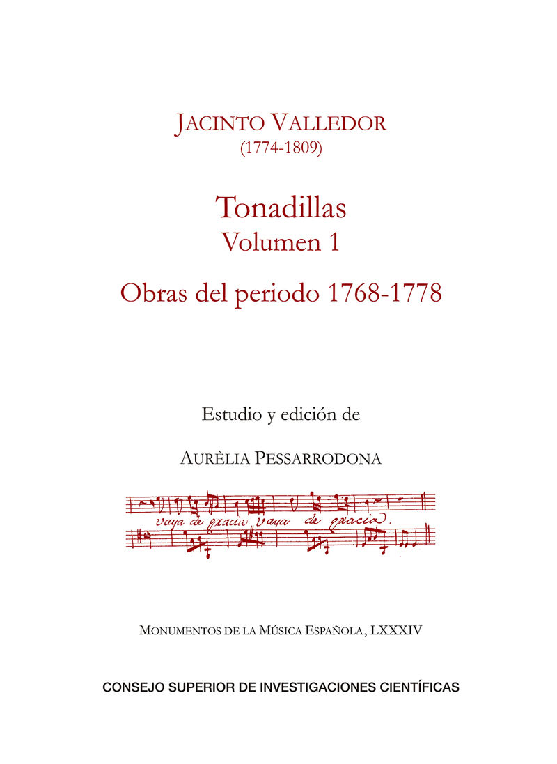 tonadillas i - obras del periodo (1768-1778) - Jacinto Valledor