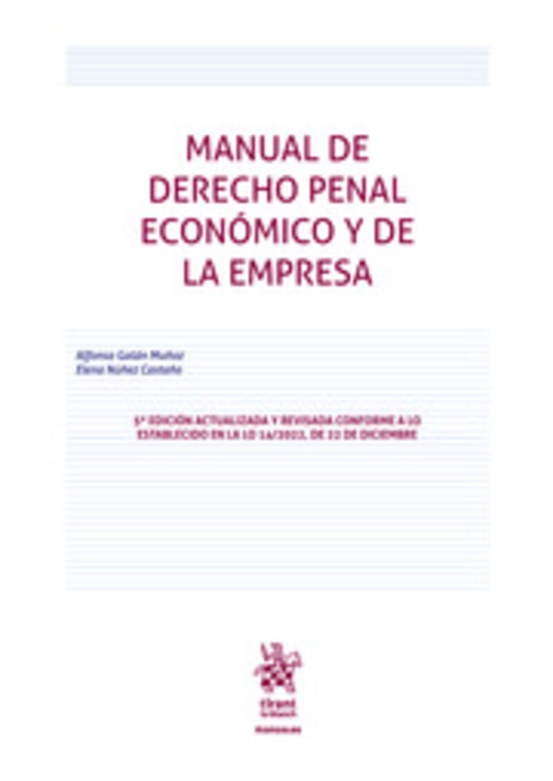 (5 ED) MANUAL DE DERECHO PENAL ECONOMICO Y DE LA EMPRESA