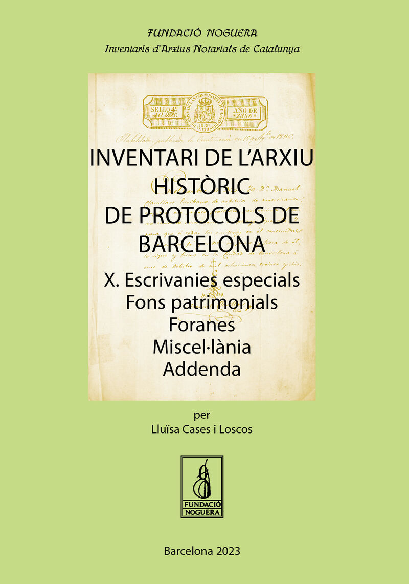 INVENTARI DE L'ARXIU HISTORIC DE PROTOCOLS DE BARCELONA X
