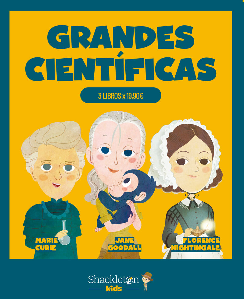 (pack) grandes cientificas - marie curie + jane goodall + florence nightingale