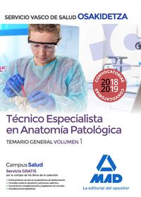 temario general 1 - especialista en anatomia patologica - osakidetza 2018 - servicio vasco de salud - Aa. Vv.