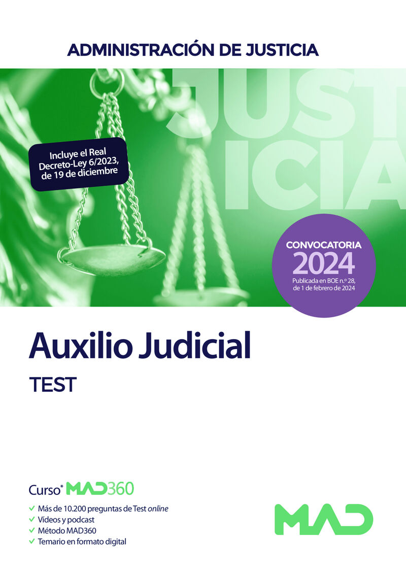 CUERPO DE AUXILIO JUDICIAL - TEST - ADMINISTRACION DE JUSTICIA