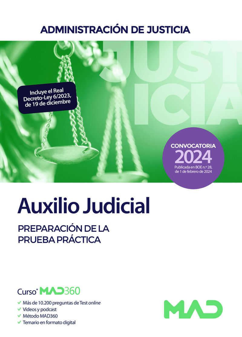 CUERPO DE AUXILIO JUDICIAL - PREPARACION DE LA PRUEBA PRACTICA - ADMINISTRACION DE JUSTICIA