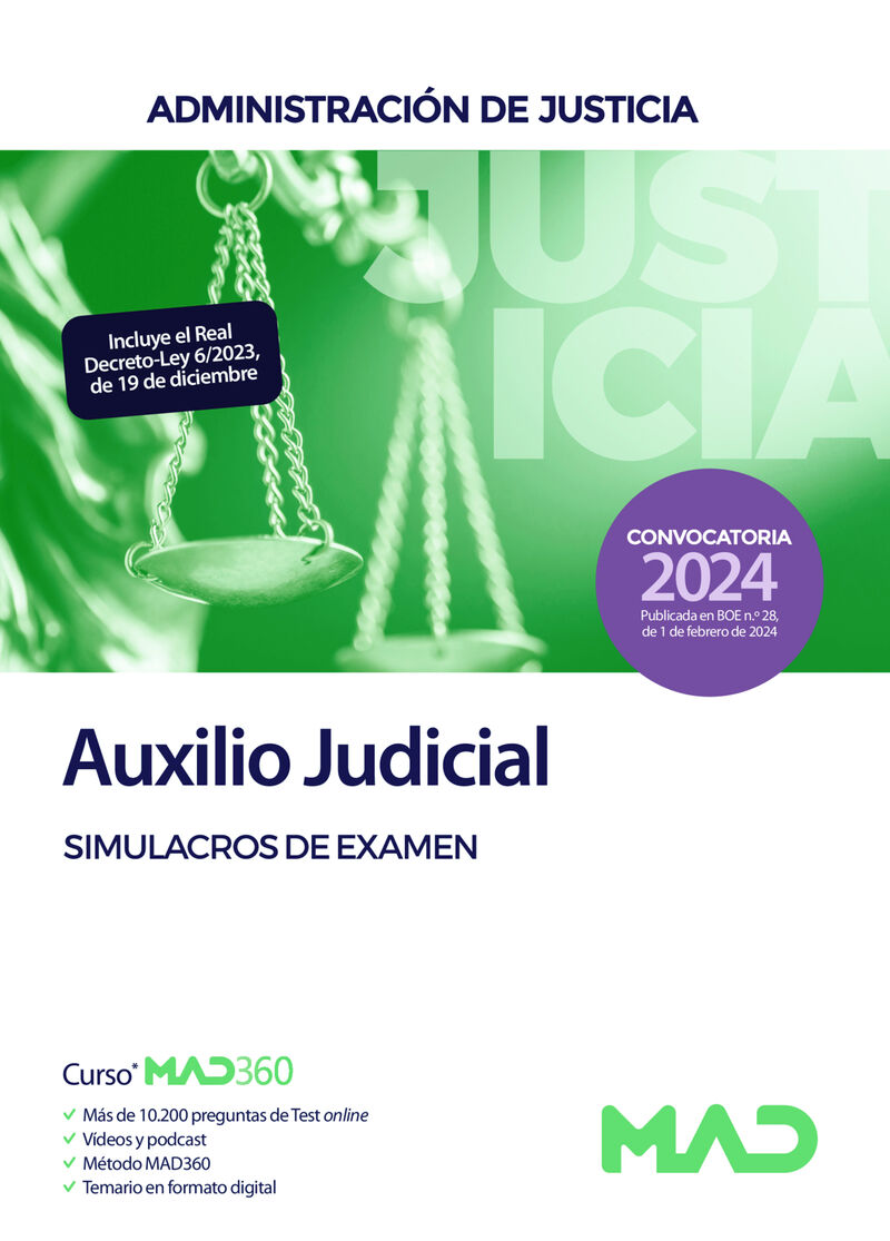 CUERPO DE AUXILIO JUDICIAL - SIMULACROS DE EXAMEN - ADMINISTRACION DE JUSTICIA