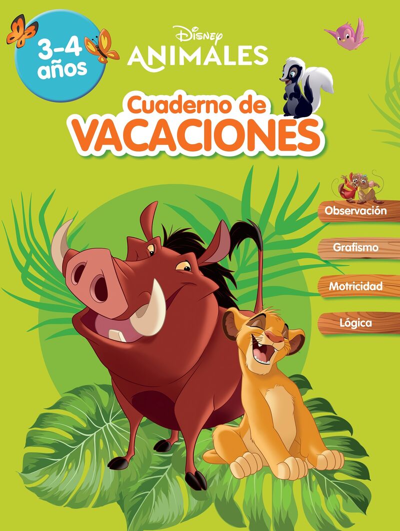 3-4 AÑOS - CUADERNO DE VACACIONES ANIMALES DISNEY (APRENDO CON DISNEY)