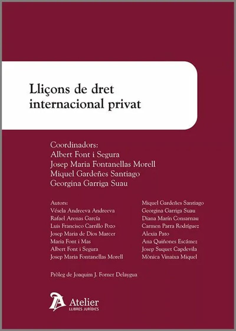 lliçons de dret internacional privat - Albert Font I Segura (coord. ) / [ET AL. ]