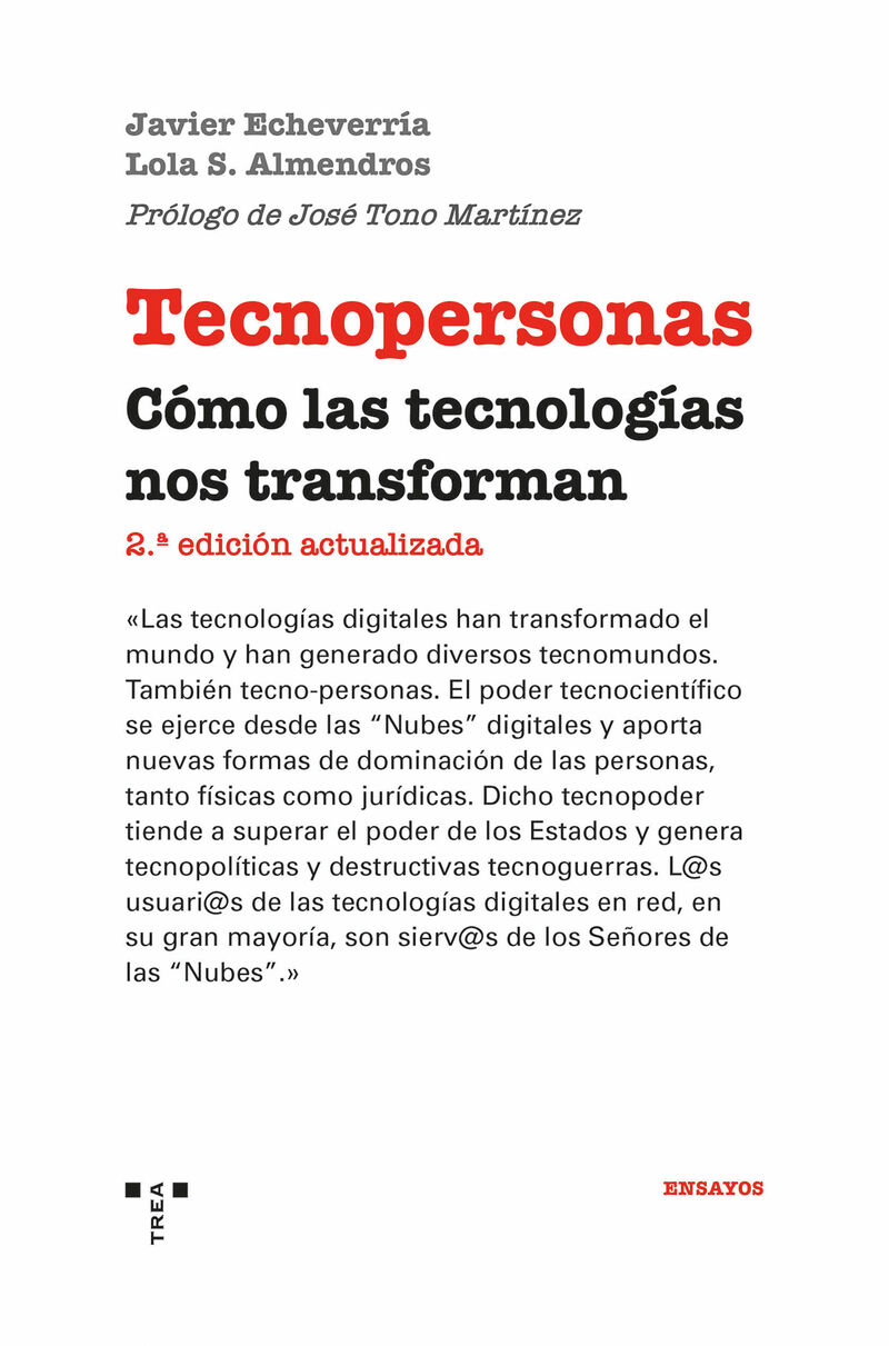 tecnopersonas - como las tecnologias nos transforman - Javier Echeverria Ezponda / Lola S. Almendros