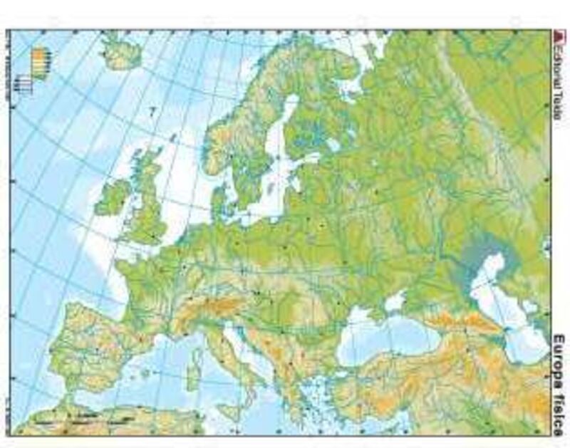 mapa mudo europa fisico (color) (bolsa 100 uds)