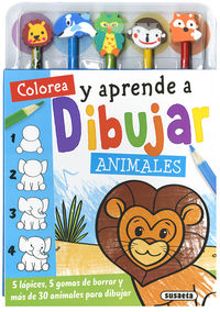 colorea y aprende a dibujar - animales - Aa. Vv.