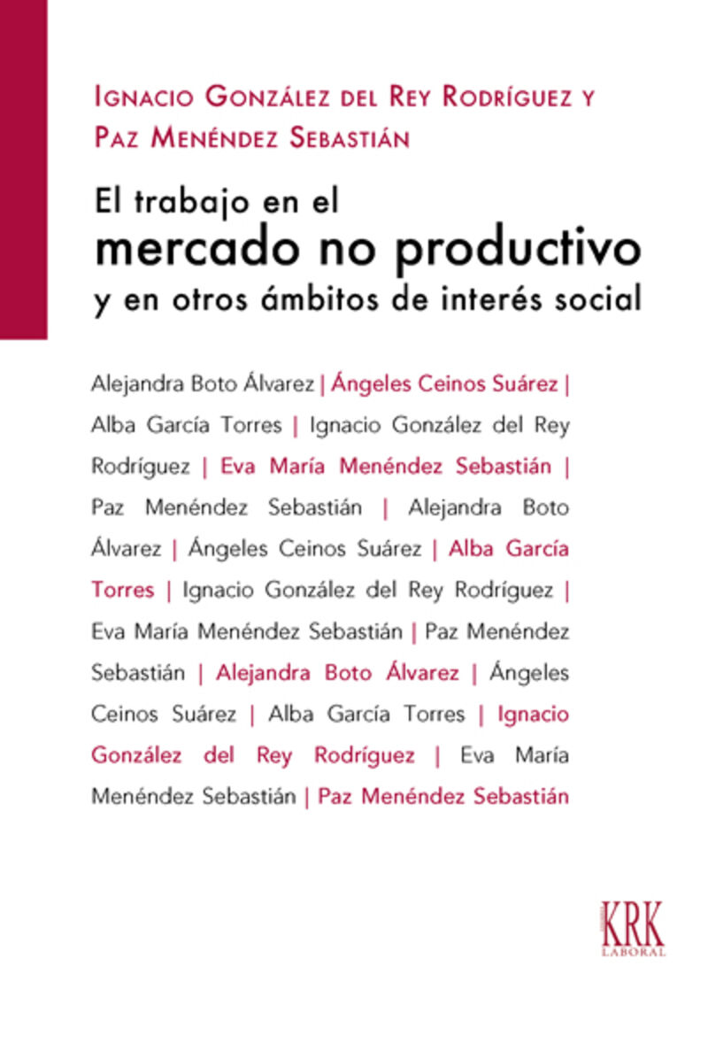 el trabajo en el mercado no productivo y otros ambitos de i - Ignacio Gonzalez Del Rey Rodriguez / Paz Menendez Sebastian