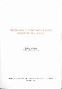 REFRANES Y SENTENCIAS (1596) * IKERKETAK ETA EDIZIOA