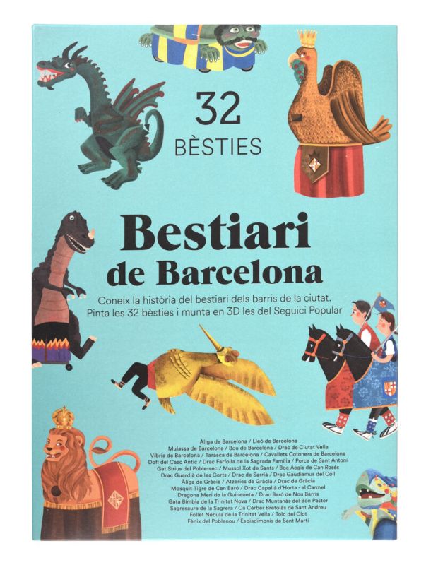 BESTIARI DE BARCELONA - 32 BESTIES - CONEIX LA HISTORIA DEL BESTIARI DELS BARRIS DE LA CIUTAT - PINTA LES 32 BESTIES I MUNTA EN 3D LES DEL SEGUICI POPULAR